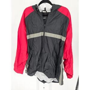 vintage 1990s Nike red, black, and grey colorblocked windbreaker jacket XXL